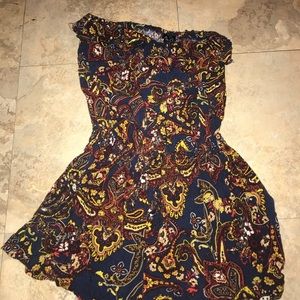 Paisley navy blue romper
